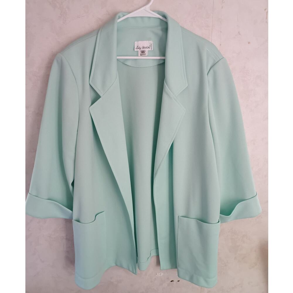 Vintage Mint Green Longline Jacket Plus 2X Lady Devon USA ILGWU Union Made
